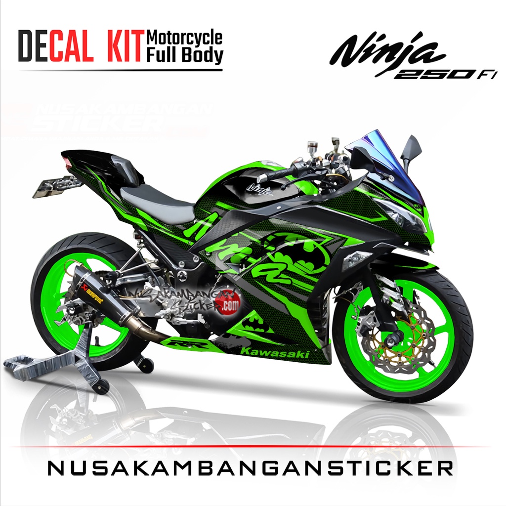 Stiker Decal Motor Kawasaki Ninja 250 fi Full Body Batman Hijau Grafis Racing Team Sticker Variasi C