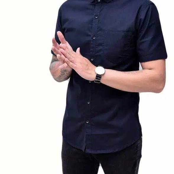 Harga Termurah Kemeja Polos Pria Lengan Pendek Kemeja laki laki Lengan Pendek Hem Pria Lengan Pendek