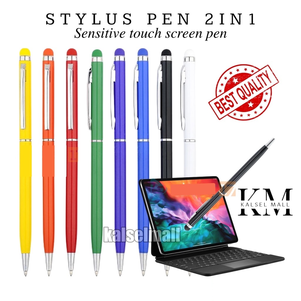 Stylus Pulpen Pena Pen Pensil HP Tablet Layar Sentuh Touchscreen Android Ipad Smartphone 2 In 1 Ballpoint Bulpen Universal ART45