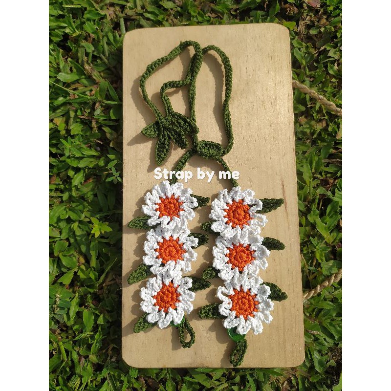 Strap Konektor masker rajut 2in1 Motif Bunga Daisy