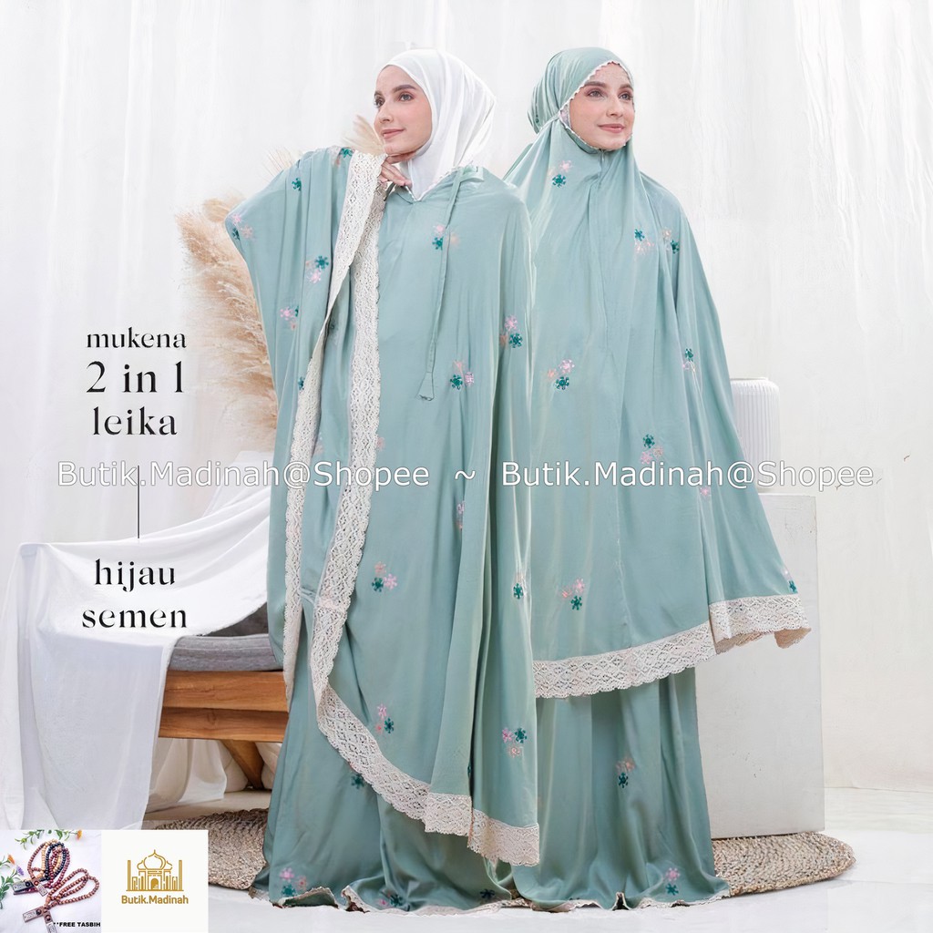 BUTIK.MADINAH MUKENA DEWASA LEIKA 2 IN 1, MUKENA TRAVEL SUPER PREMIUM