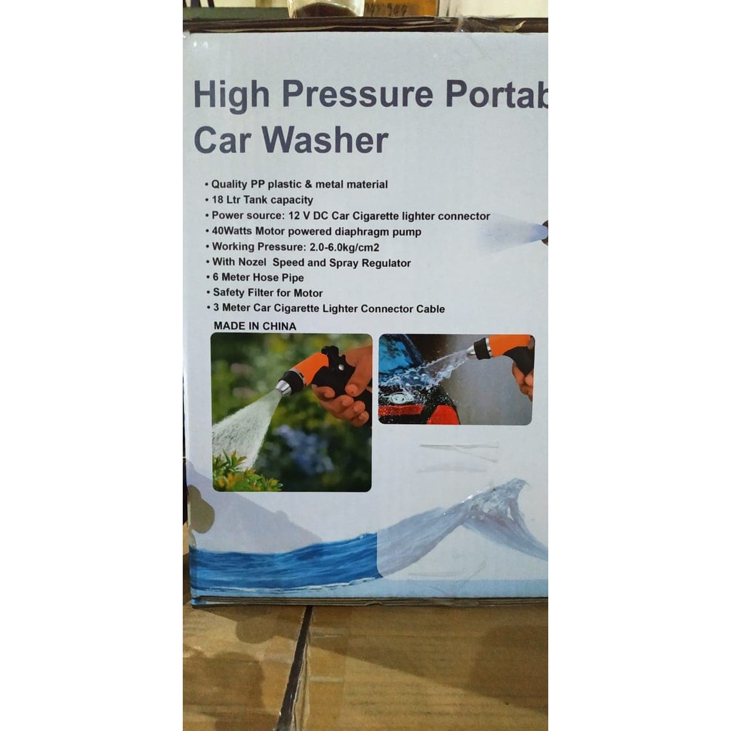 Alat Cusi Mobil / High Pressure Portable Car Washer + Adaptor DC 12Volt