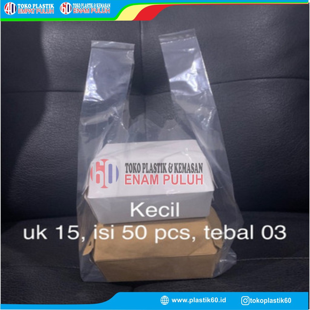 Kantong plastik kresek PE Bening kaca  transparan 50 pcs 