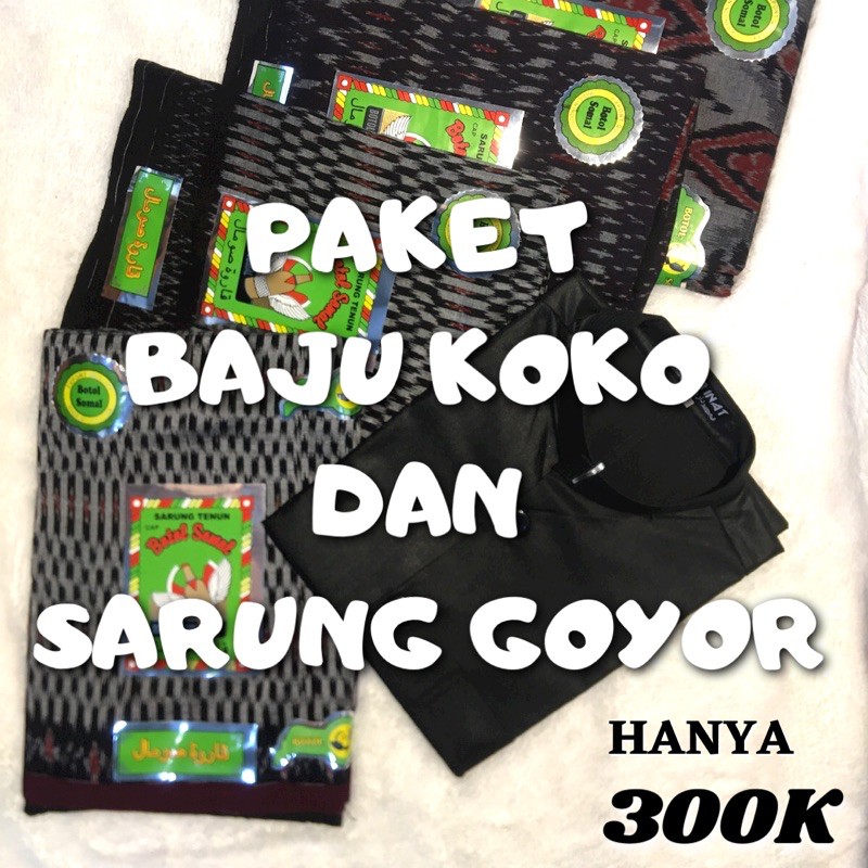 Paket baju koko daar inat, sarung goyor polos,