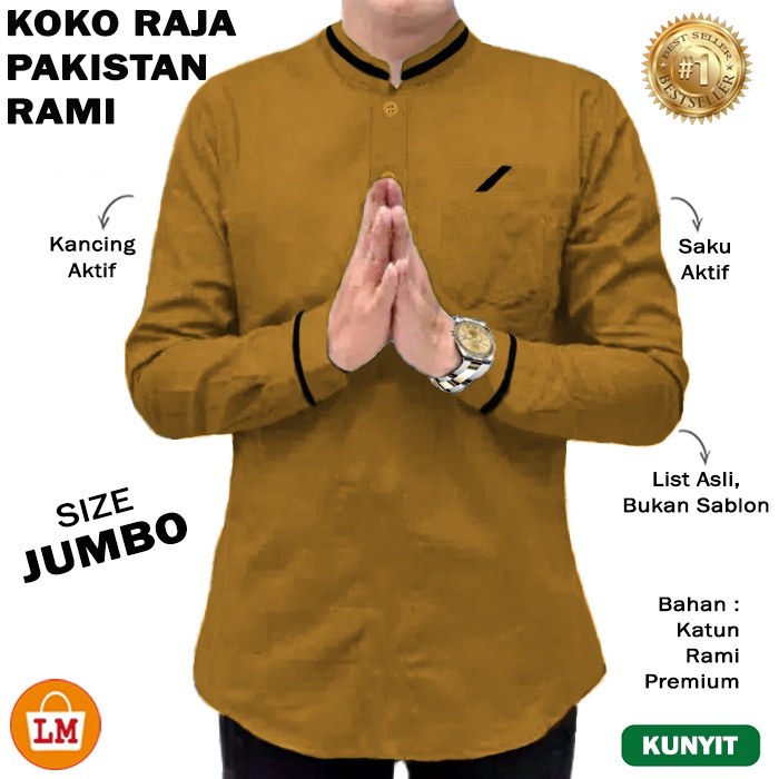 Baju Pria Muslim KOKO RAJA PAKISTAN RAMI Lengan Panjang Size JUMBO Bahan Katun TERKINI TERMURAH TERLARIS LMS 27751 27753 27755 27757 27759