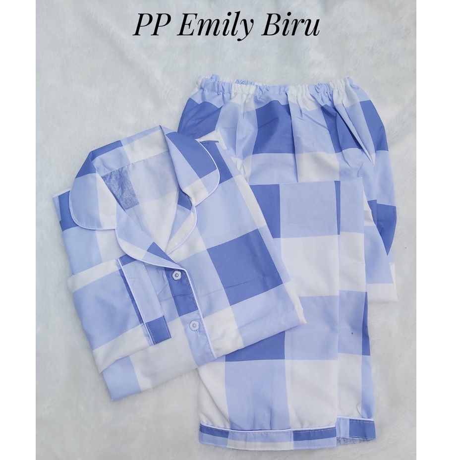 PIYAMA WANITA / BAJU TIDUR WANITA MOTIF LENGAN PANJANG MOTIF KOTAK PP-PP EMILY NAVY