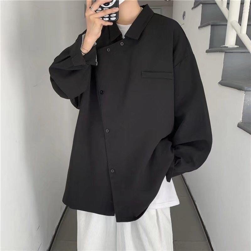 KEMEJA POLOS LONGGAR IMPORT PRIA WANITA KOREA BTS ORIGINAL PY01