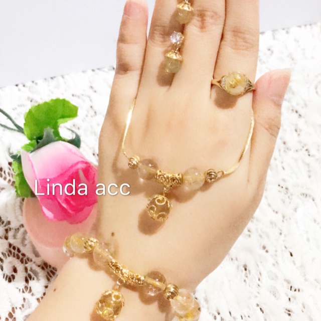 set permata rambut sedana anting zirkon batu rambut sedana