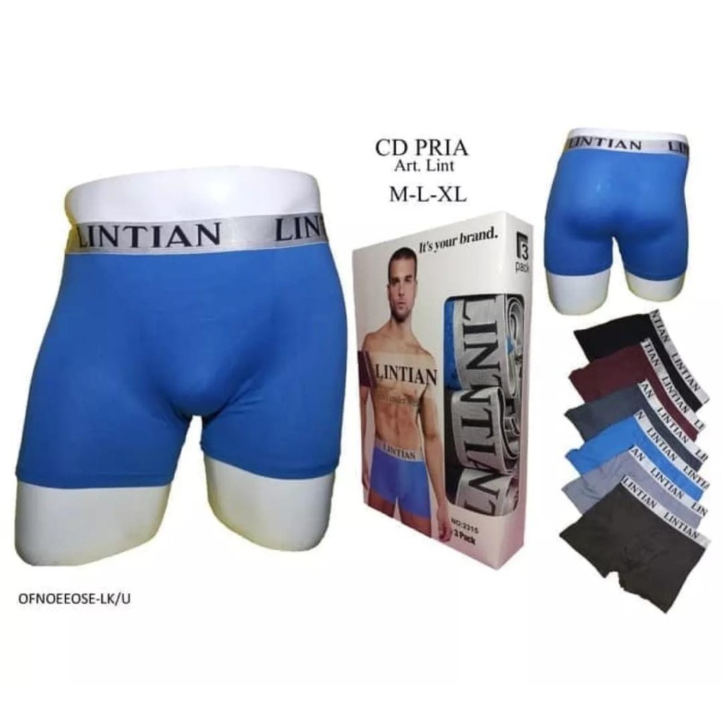 ISI 3Pcs Boxer Lintian PREMIUM | Celana Dalam Pria Boxer Pria Import