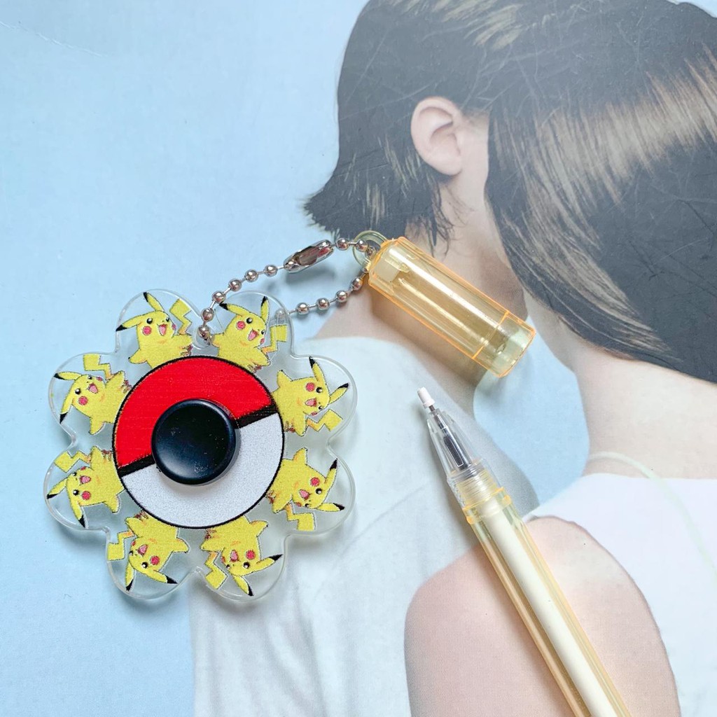 Pulpen Spinner Kartun Pokemon Pen Gel Fidget Mainan Anak Pena Gantungan Unik Alat Tulis Murah-1