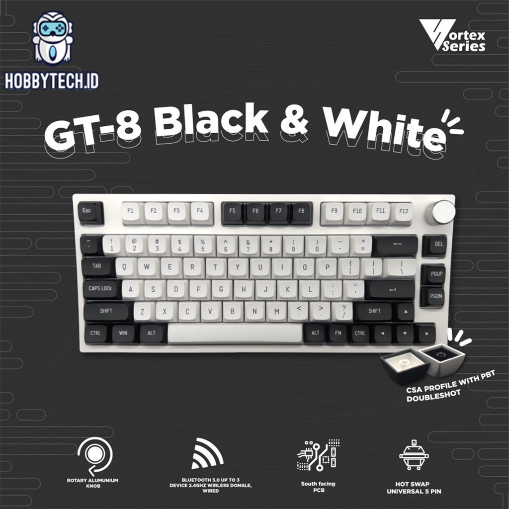 VortexSeries GT-8 Wireless Mechanical RGB Gaming Keyboard - 75% Layout, Outemu Switches