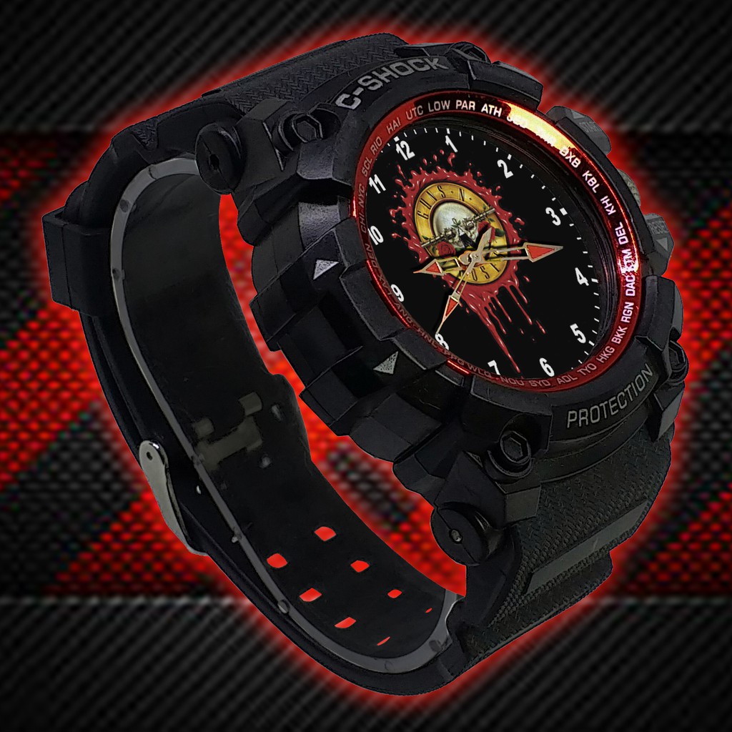 (ISTIMEWA BOSSQUE) JAM TANGAN GUNS N' ROSES LIST MERAH - EXCLUSIVE 1