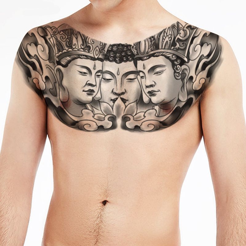 tato temporer Buddha full dada ukuran 31x19.1CM Tipe QS-D Tattoo Temporary Chest tatoo Buddhist