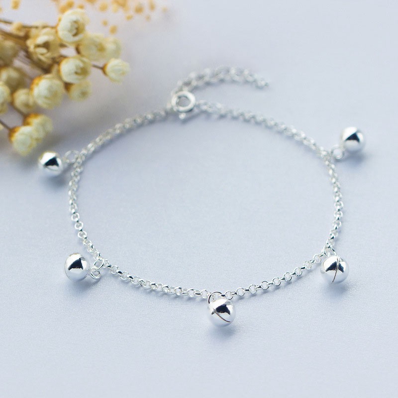 925 Silver Women Bell  Bracelet Anklet Charm Chain Jewelry Gift