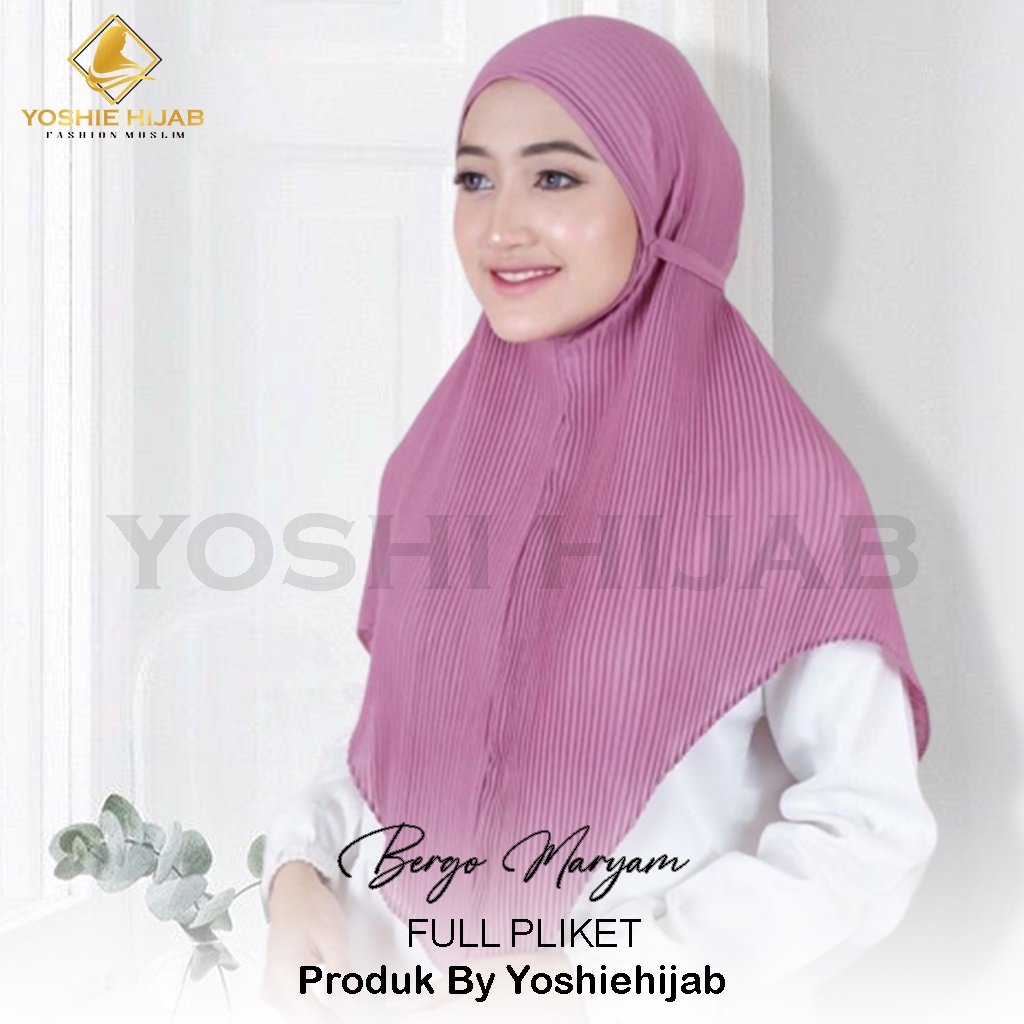 [BESAR] Bergo Plisket full diamond jilbab Maryam hijab shawl kerudung bergo tali instan instan Premium