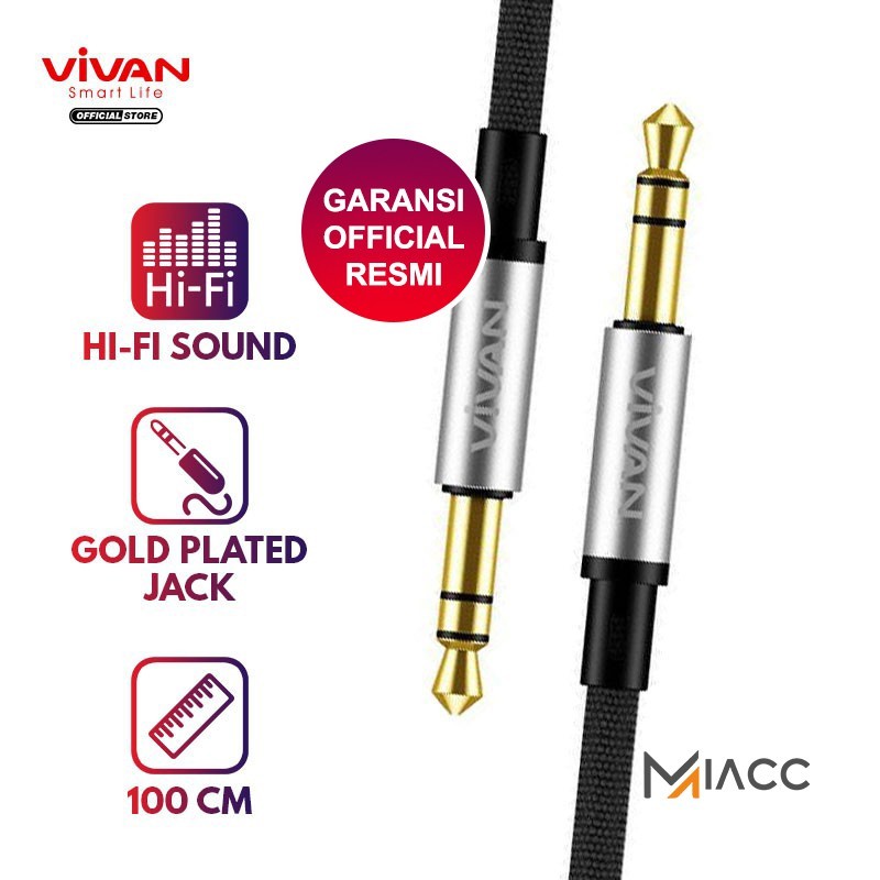 VIVAN Kabel Audio AUX Jack 3.5mm 100cm AUX01 Garansi Resmi 1 Tahun