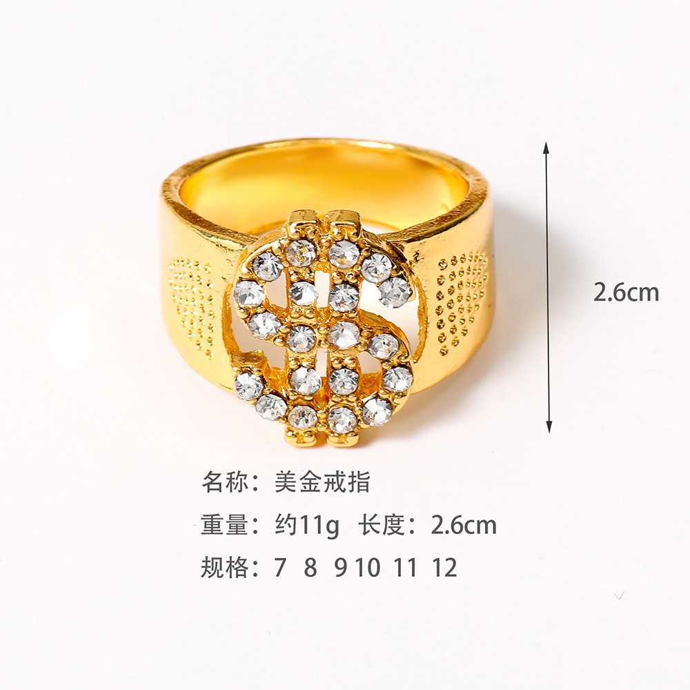 【COD Tangding】Cincin Desain Dollar Gaya Hip Hop Untuk Pria