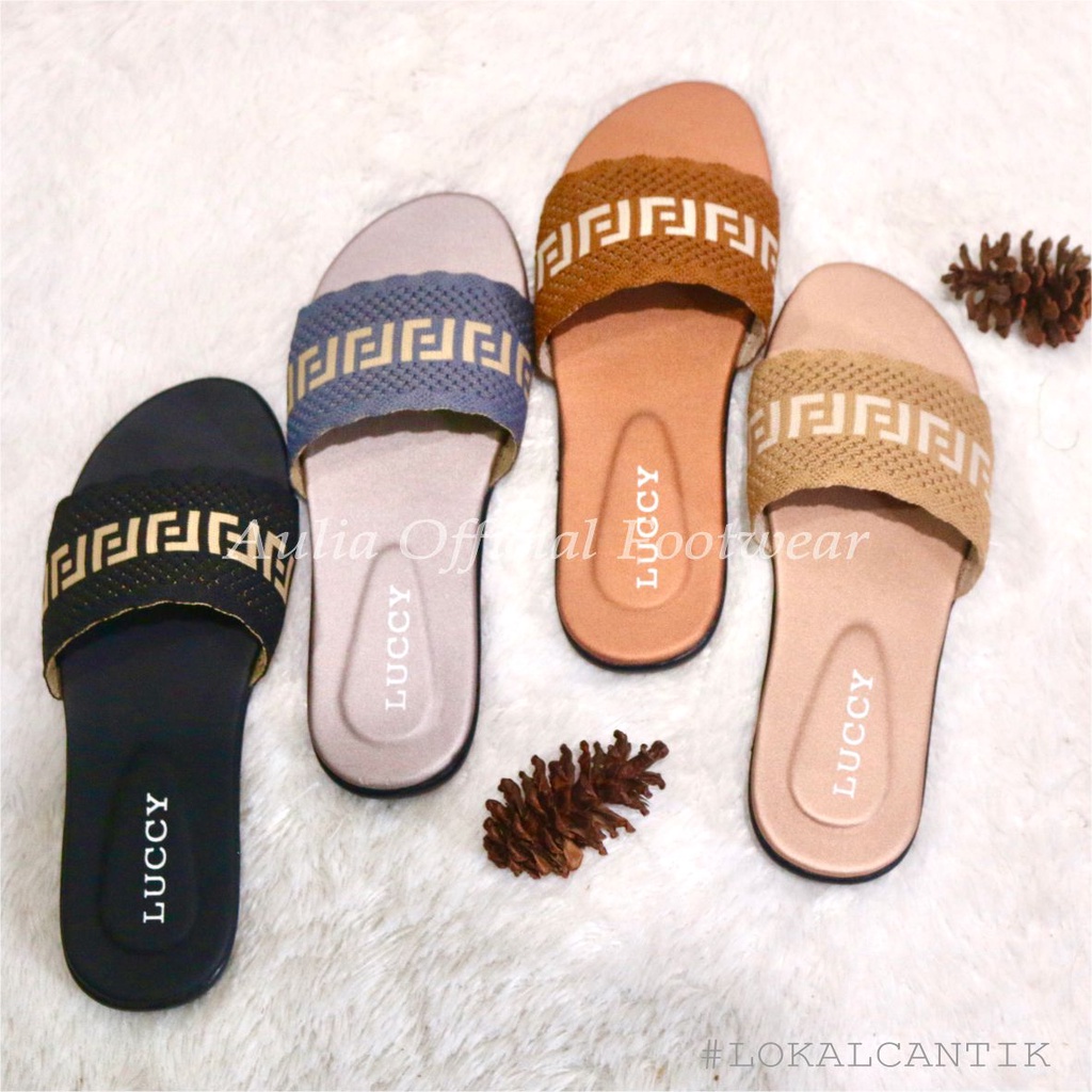 Sandal Rajut Slop Wanita / Sandal Flat Rajut Wanita Terbaru