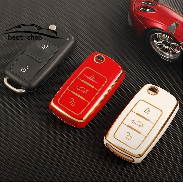 2022 TPU Remote Control Cover Cases Kunci Mobil TPU Lembut 360derajat Perlindungan Untuk VW Volkswagen Jetta Golf Polo MK6 Passat Tiguan Beetle Remote Key Holder