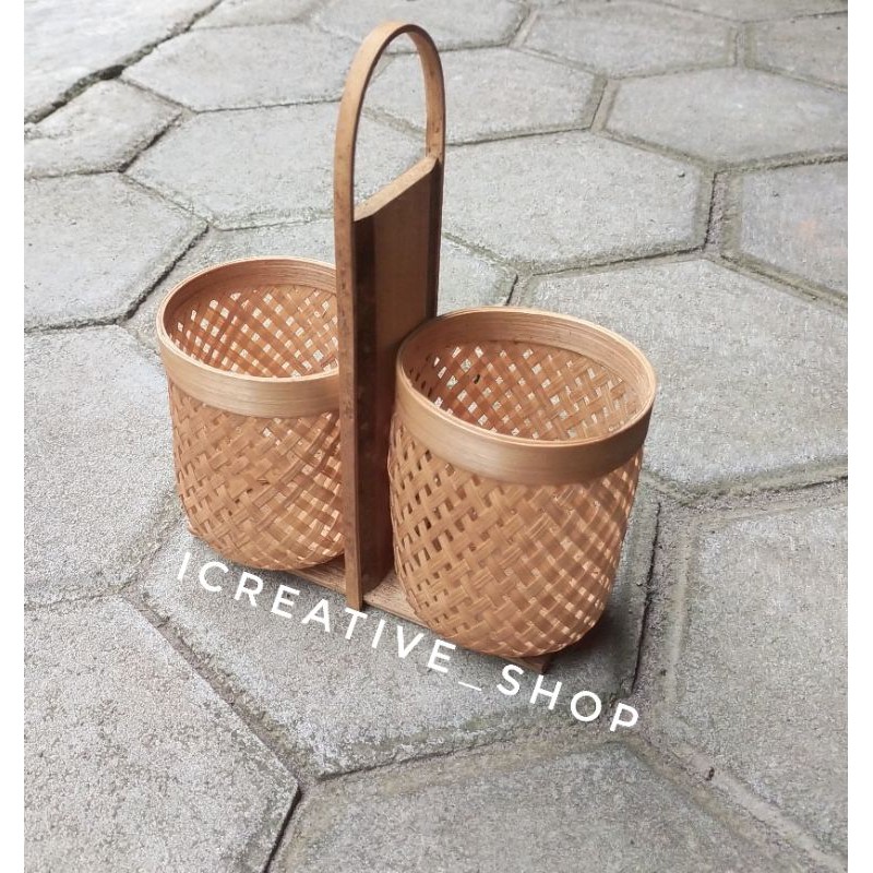 TEMPAT SENDOK BAMBU / COVER POT GANTUNG BAMBU