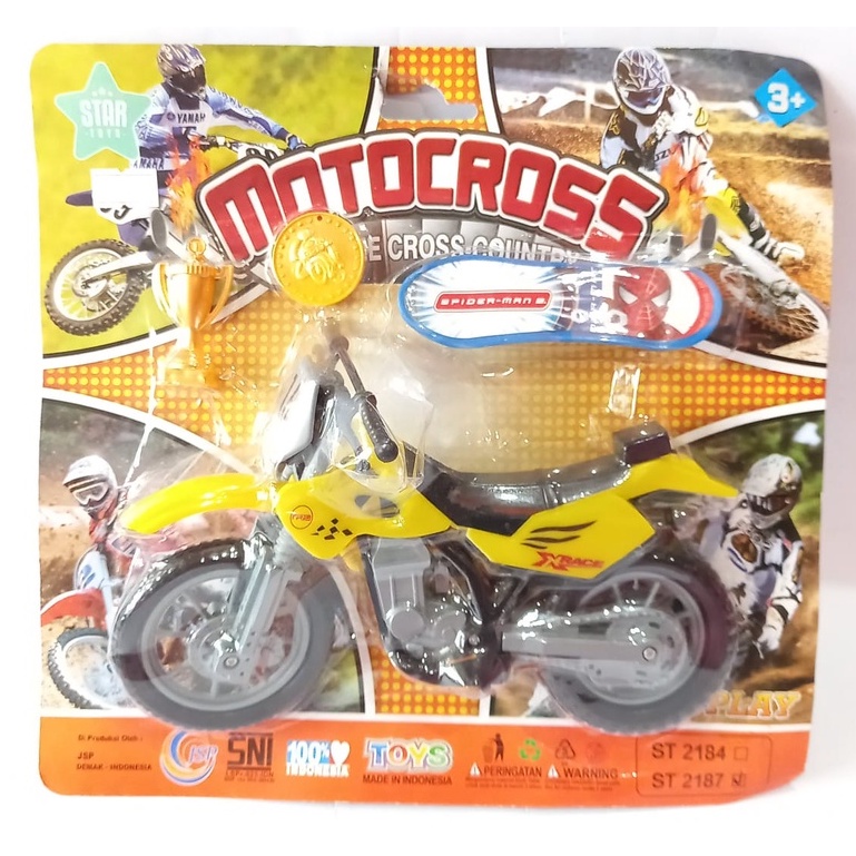 ST2187 Mainan Motor Cross Freestyle + Piala Medali + Skateboard Kemasan Press Mika 2187