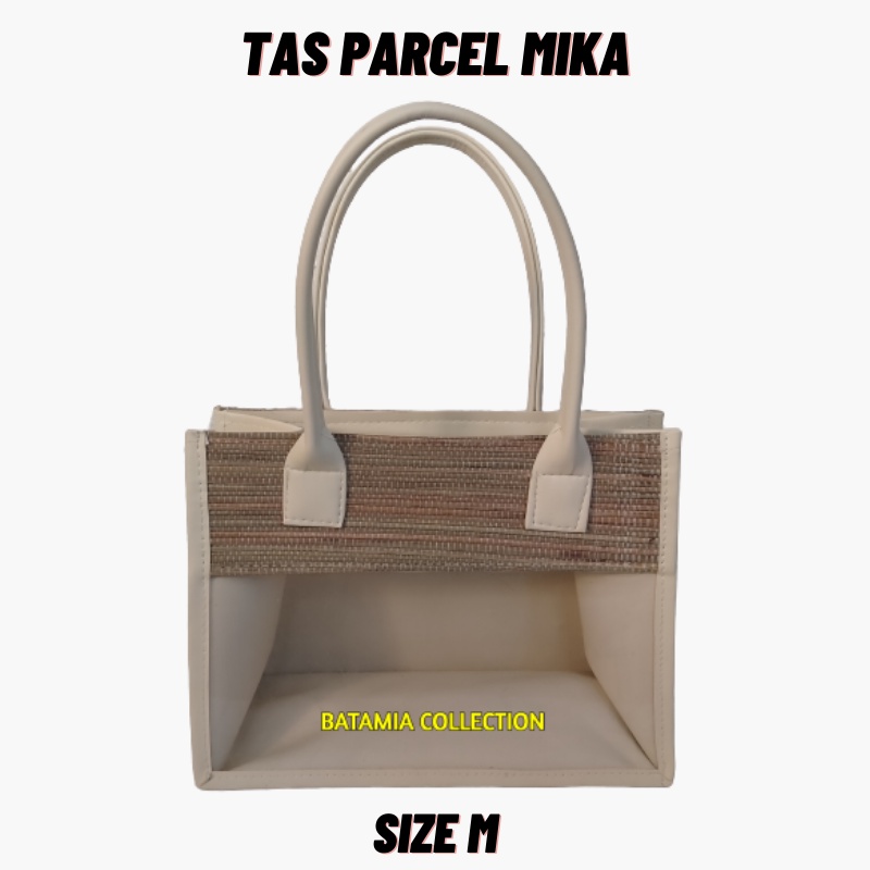 Tas Parcel Mika Kombinasi Mendong Ukuran M Keranjang Hampers Mika Transparan