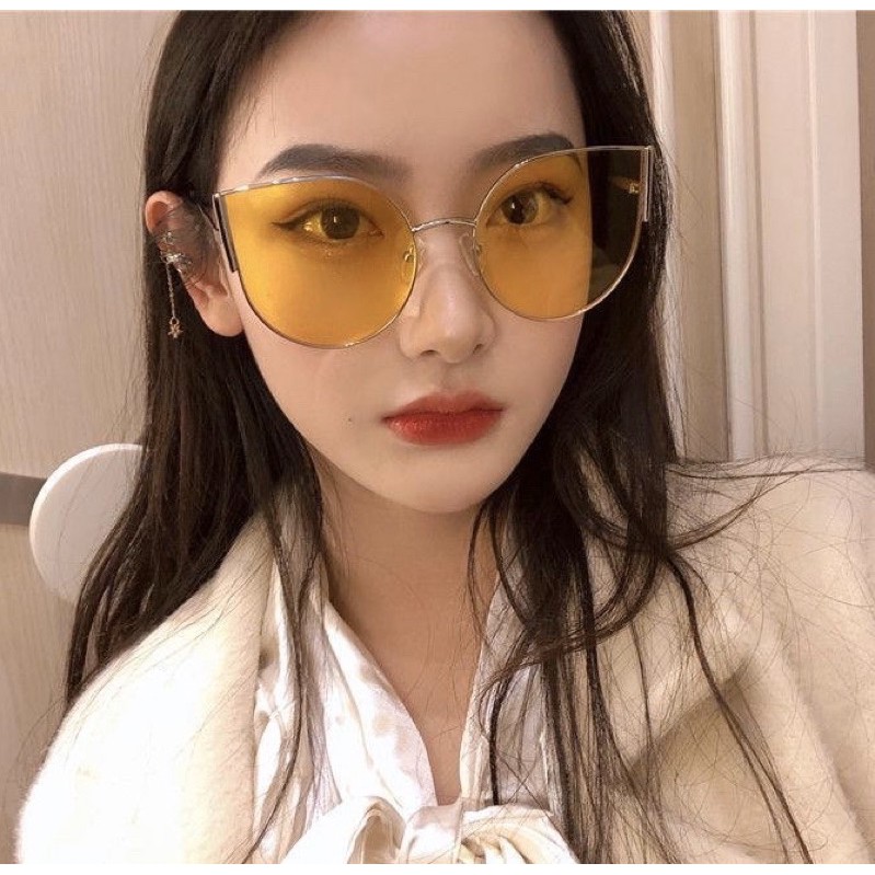 (COD) Kacamata Hitam Warna Women Sunglasses Korean Kacamata Fashion Cat Eye MALLSHOPPING