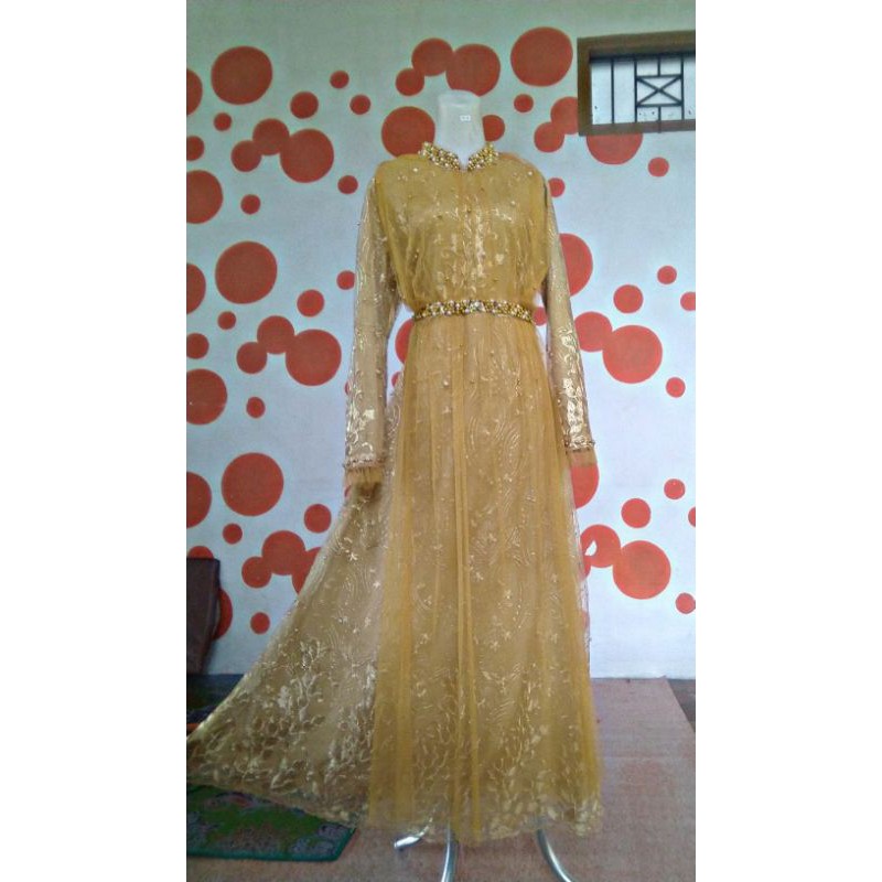 gamis pesta brukat keliling ratu