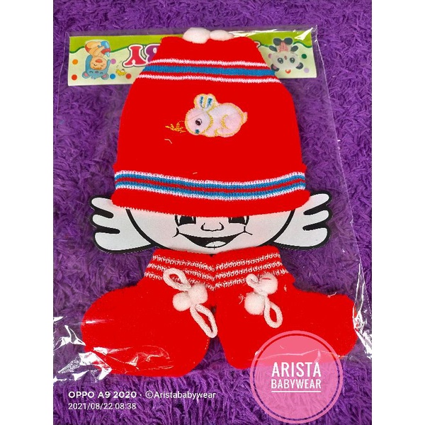 SET topi + kaos kaki bayi rajut