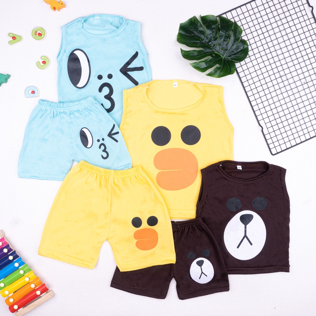 IL - Setelan Singlet Anak Cowok / Set Anak Laki Laki / Setelan Anak Motif Karakter Linne