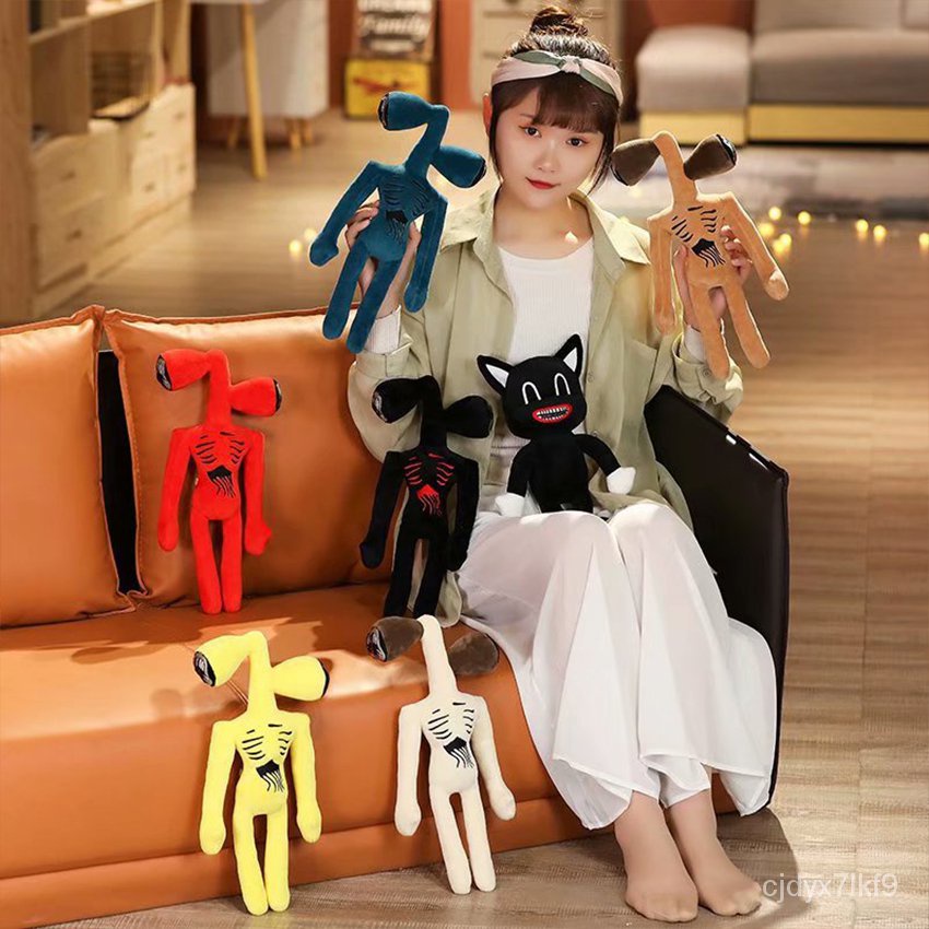 ORIGINAL 1pc Boneka Siren Head Stuffed Animals Doll Kawai Sirenhead Anime Plushie Black Printed Cart