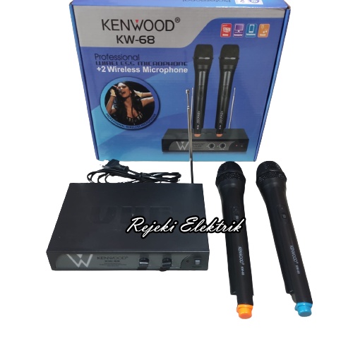 Mic Microphone Wireless Kenwood KW-68 - Mikrofon Double UHF Wireless - TERBARU