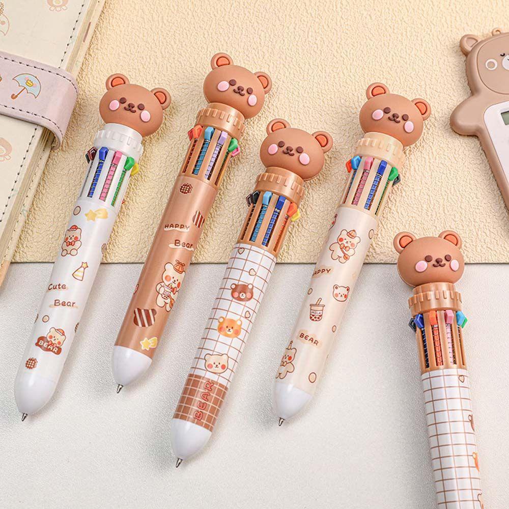 Pena Bolpoin Beruang Kartun Agustina Lucu Kawaii Perlengkapan Menulis Belajar Handwriting Perlengkapan Kantor Pulpen Menulis Siswa