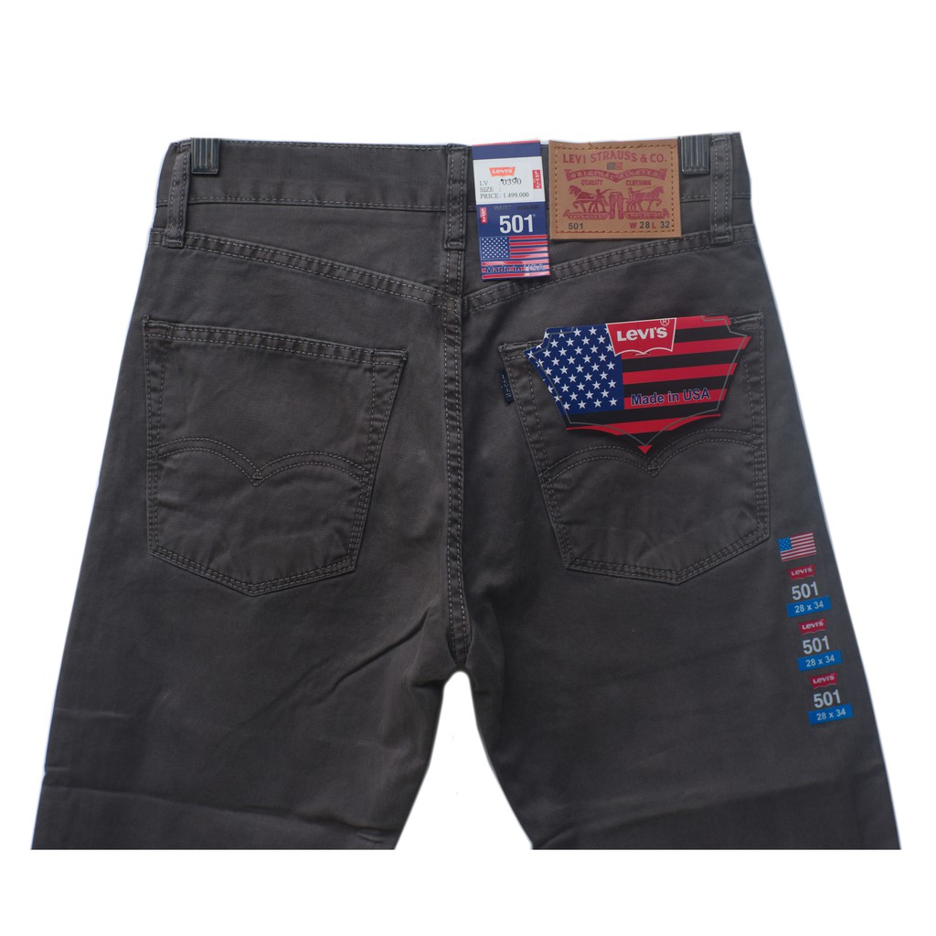 Levis 501 USA - Celana Panjang Pria - Bahan Kanvas Dark Grey