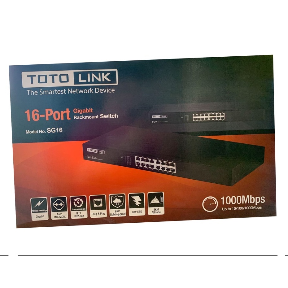 TotoLink SG16 16-Port Rackmount Gigabit Ethernet Unmanaged Switch Hub