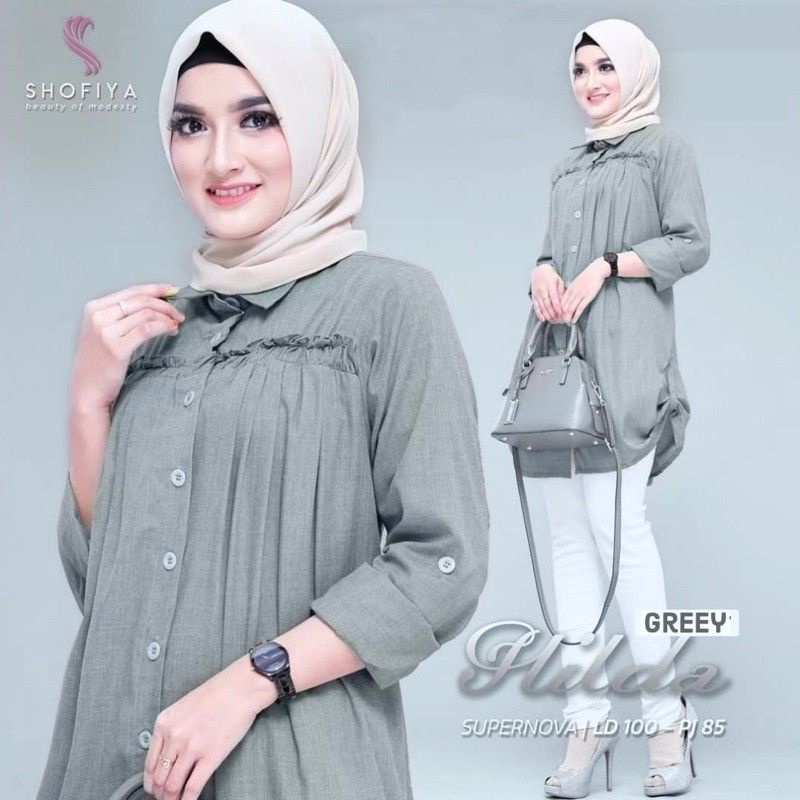 Hilda Tunik Baju Atasan Wanita Dewasa Terbaru Kekinian-Greey