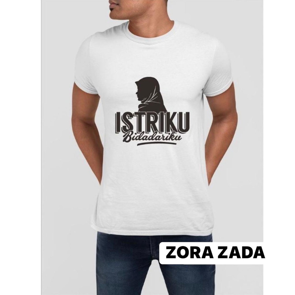 BAJU KAOS ATASAN DISTRO MOTIF ISTRIKU BIDADARIKU TSHIRT DISTRO KATUN COMBAD PREMIUM 4 WARNA