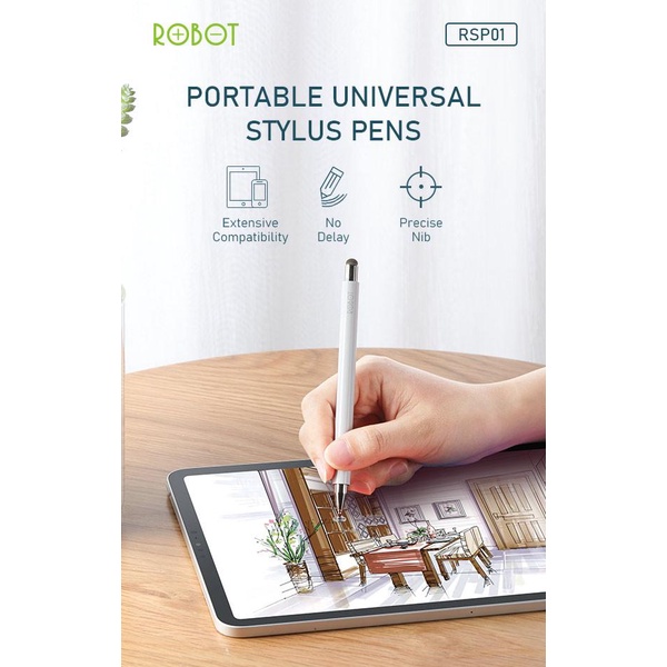 ROBOT RSP01 Universal 2 in 1 Capacitive Stylus Pen for Mobile dan Tablet PC Portable Stylus Pens Pas