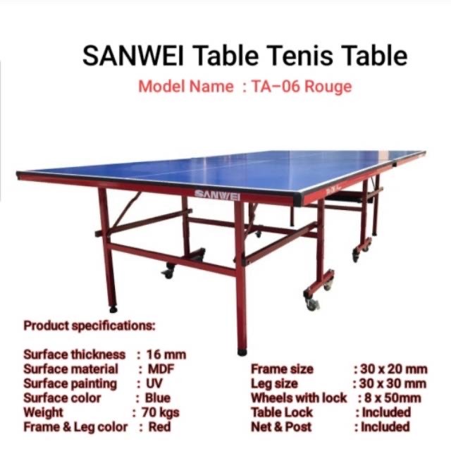 Meja Pingpong Table Tenis SANWEI TA 06 Rouge