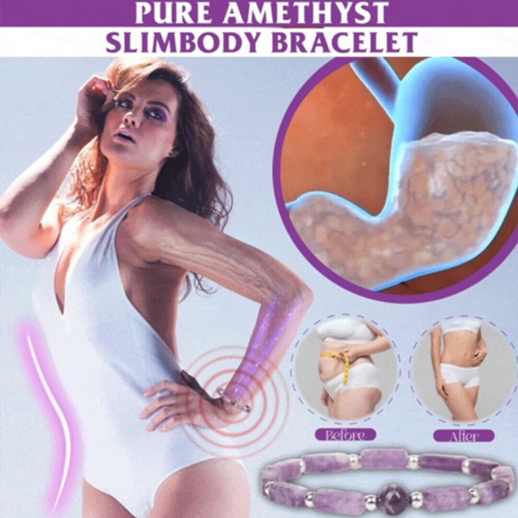 Gelang Manik-Manik Amethyst Alami Bentuk Persegi Adjustable Untuk Menurunkan Berat Badan