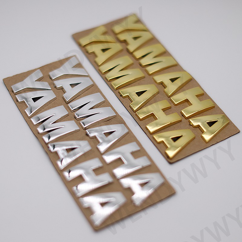 1 Pasang Stiker Emblem Logo YAMAHA 3D Warna Silver / Gold Ukuran 17.5x3.2cm Untuk Motor