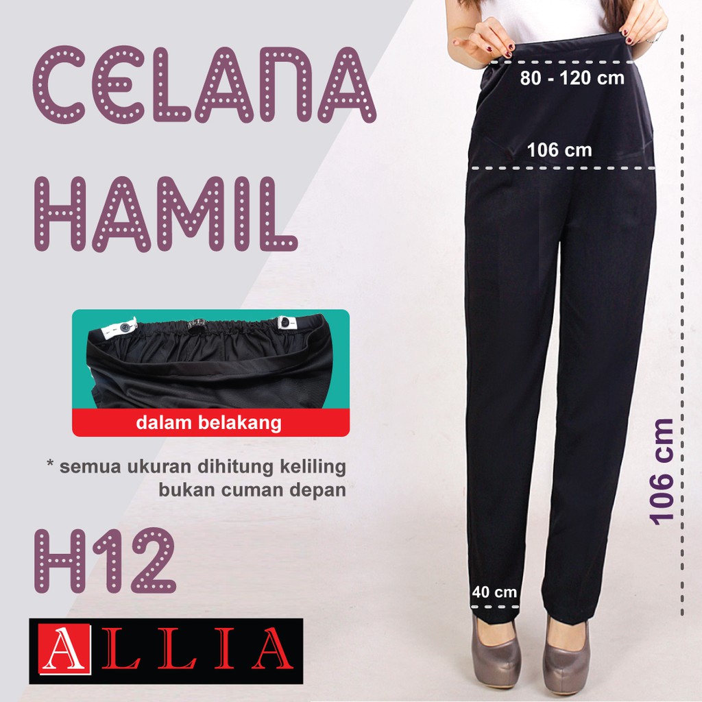 Maternity Pants / Celana Kerja Hamil wanita / Celana kerja ibu Hamil / Celana Hamil ALLIA H12