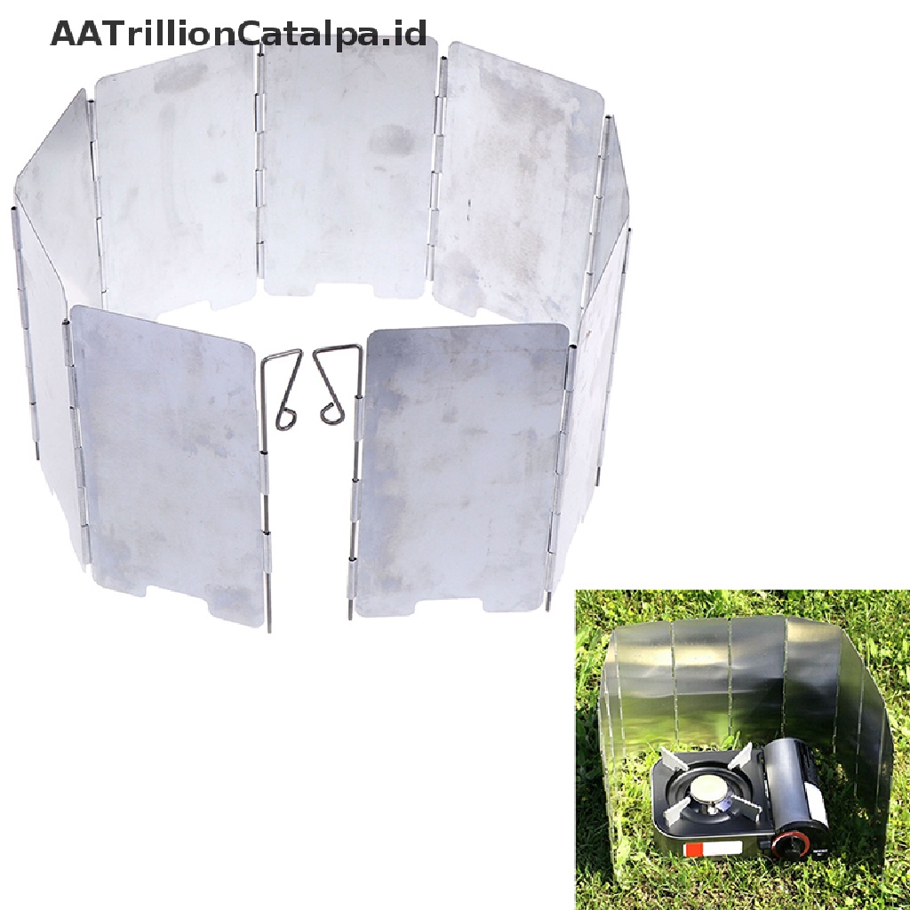 Aatrillioncatalpa 9 Plat Penahan Angin Lipat Untuk Kompor Gas Camping Outdoor