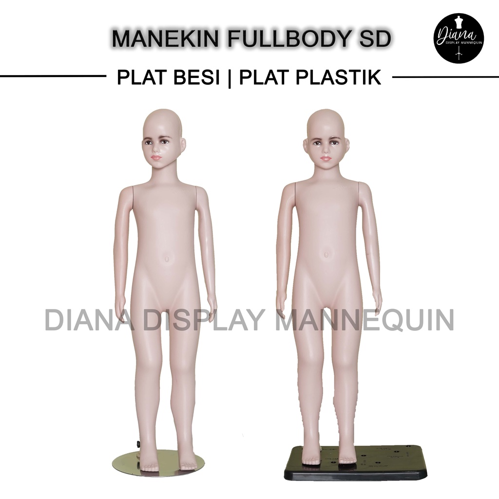 PATUNG MANEKIN BAJU FULLBODY ANAK SD KEPALA BOTAK RAMBUT ALIEN KOMPLIT DENGAN PLAT PLASTIK ATAU BESI