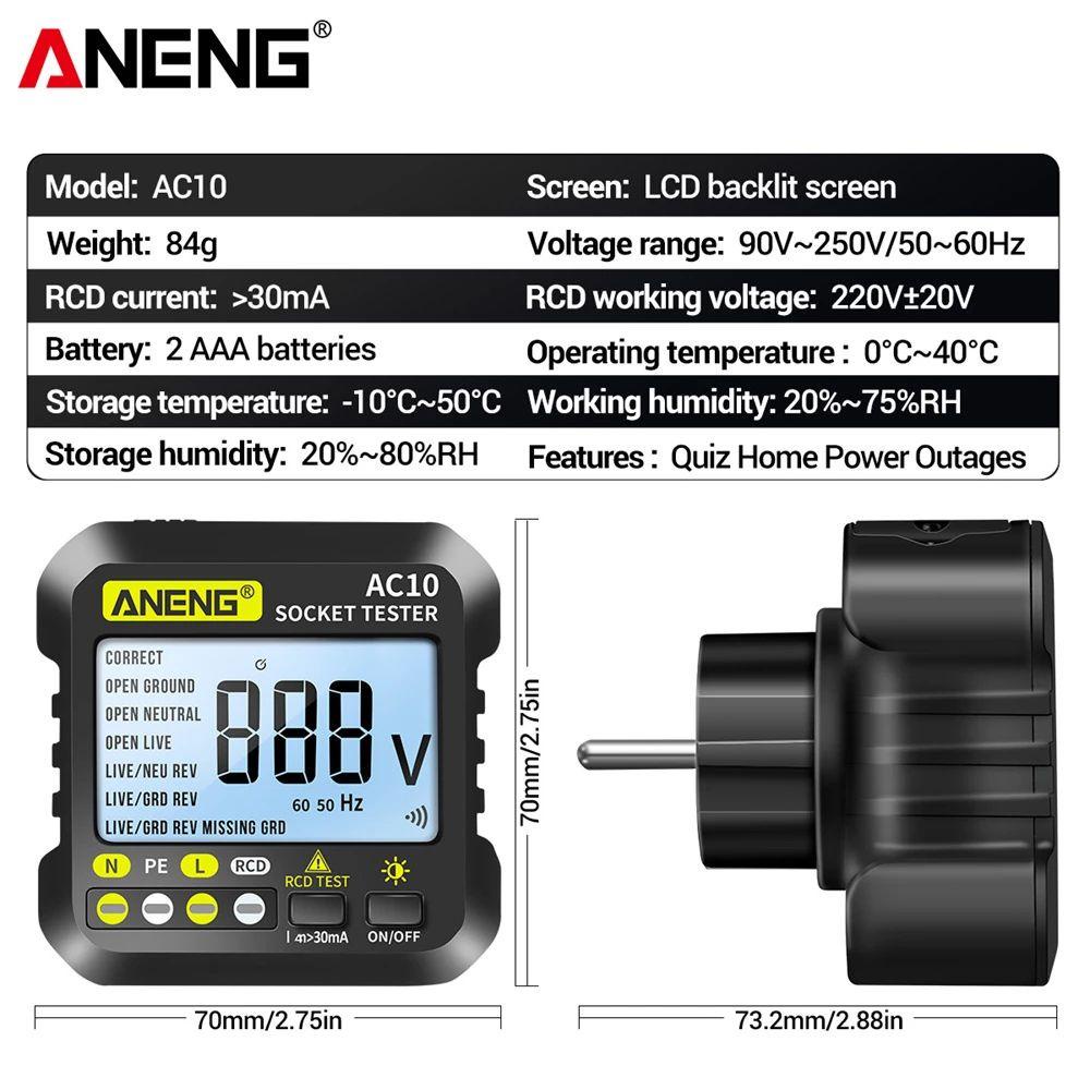 POPULAR Populer Digital Smart Socket Tester ANENG AC10 Electroscope US/UK/EU Plug Test Tegangan