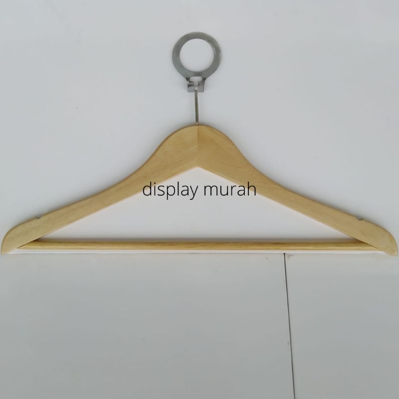 Hanger Kayu Hotel Palang Hanger Kayu Hotel Anti Theft Hanger Kayu Natural - BH