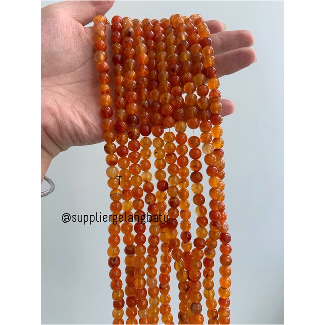 bahan carnelian orange muda serat 8mm oren aksesoris gelang kalung etnik vintage bali fashion week anting tas manik