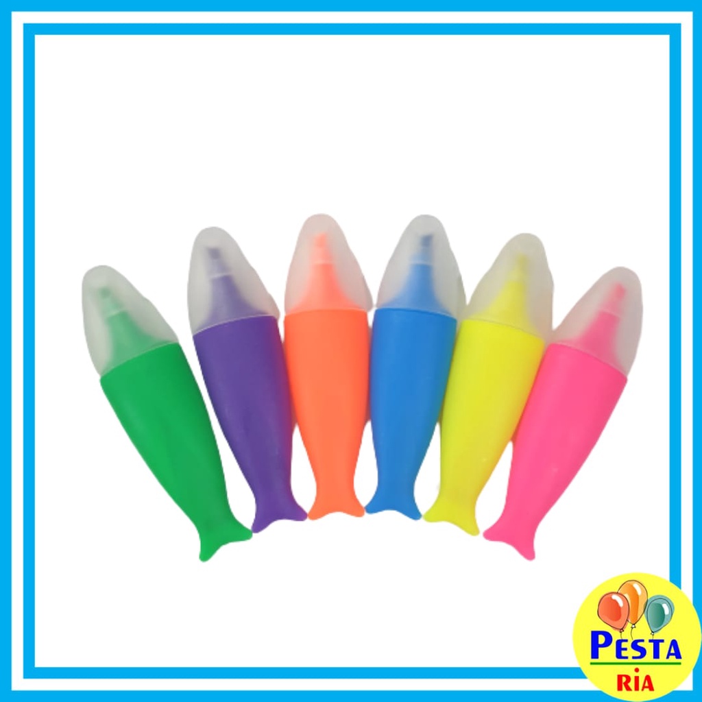 

Murah!! (1Pack 6Warna) Stabilo bentuk ikan, highlighter mini, peralatan sekolah dan kantor