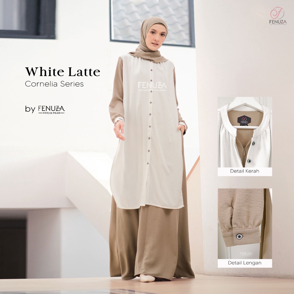 FENUZA  CORNELIA DRESS KOMBINASI TWO TONE ROMPI DAN INNER BEST SELLER