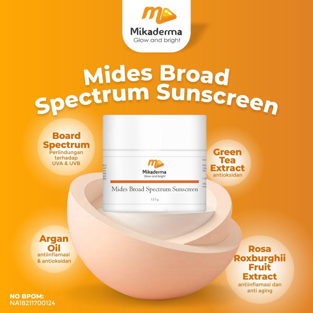 Mikaderma Mides Broadspectrum Sunscreen (Tabir Surya Wajah untuk Melindungi dari UVA dan UVB)